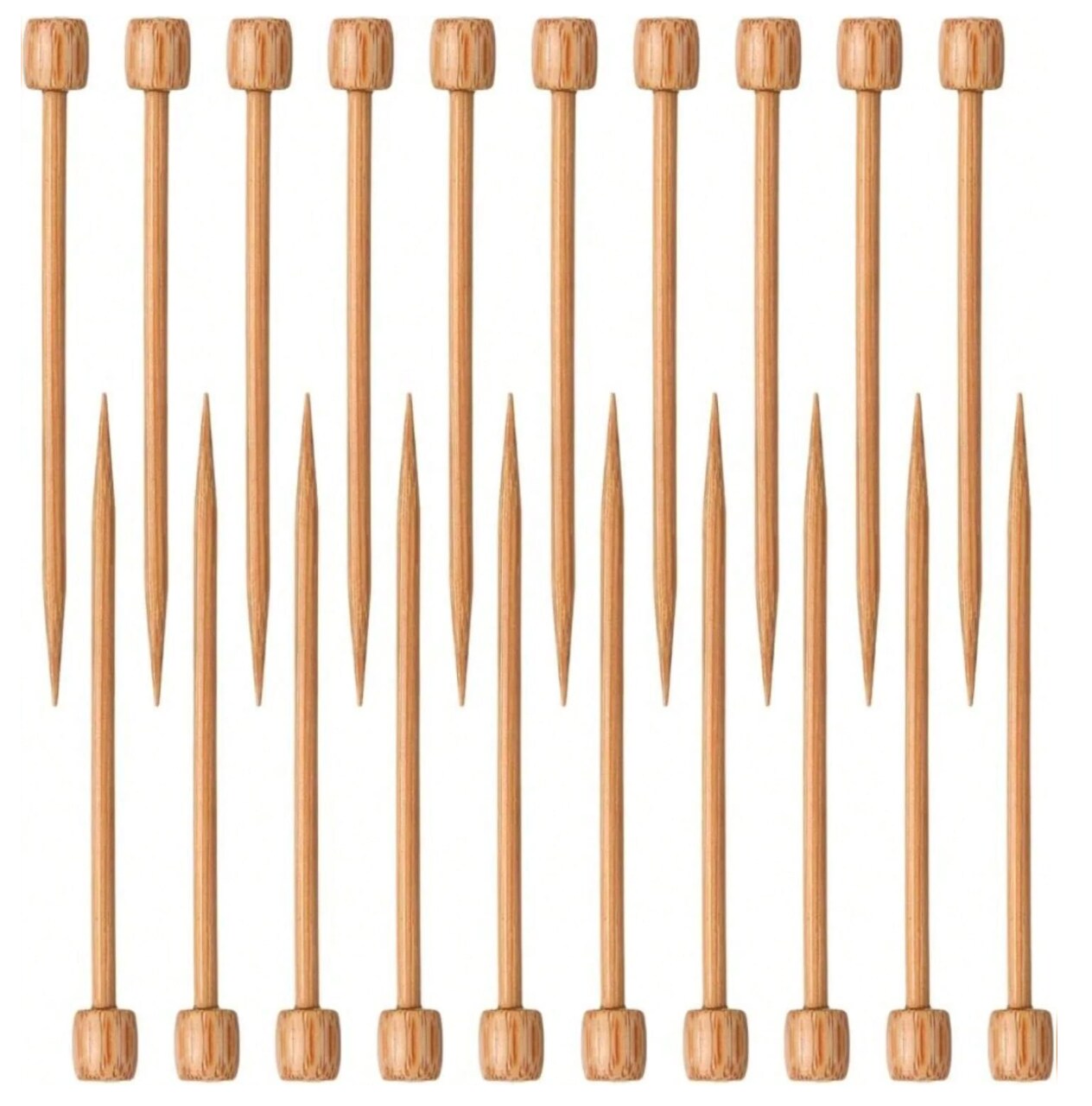 20-Piece Bamboo Crochet Marking Pins & Mini Knitting Needles Set – Smooth Natural Wood for Crafting & DIY Projects